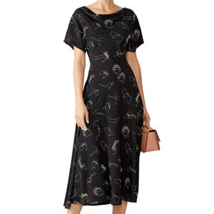 CO Faces Dress Silk Bias Cut Drape Neck  Size S